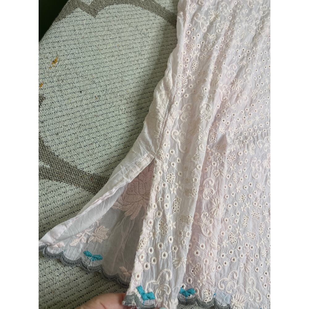 Johnny Was Lillian blouse pink sheer fabric, floral embroidery, eyelet, size XS - Picture 10 of 12